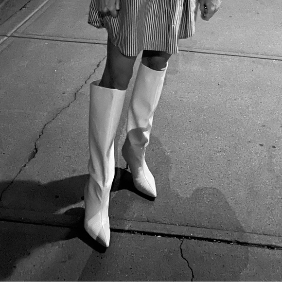 ZARA ANIMAL PRINT HEELED LEATHER BOOTS size 39 women 8 - Picture 5 of 5